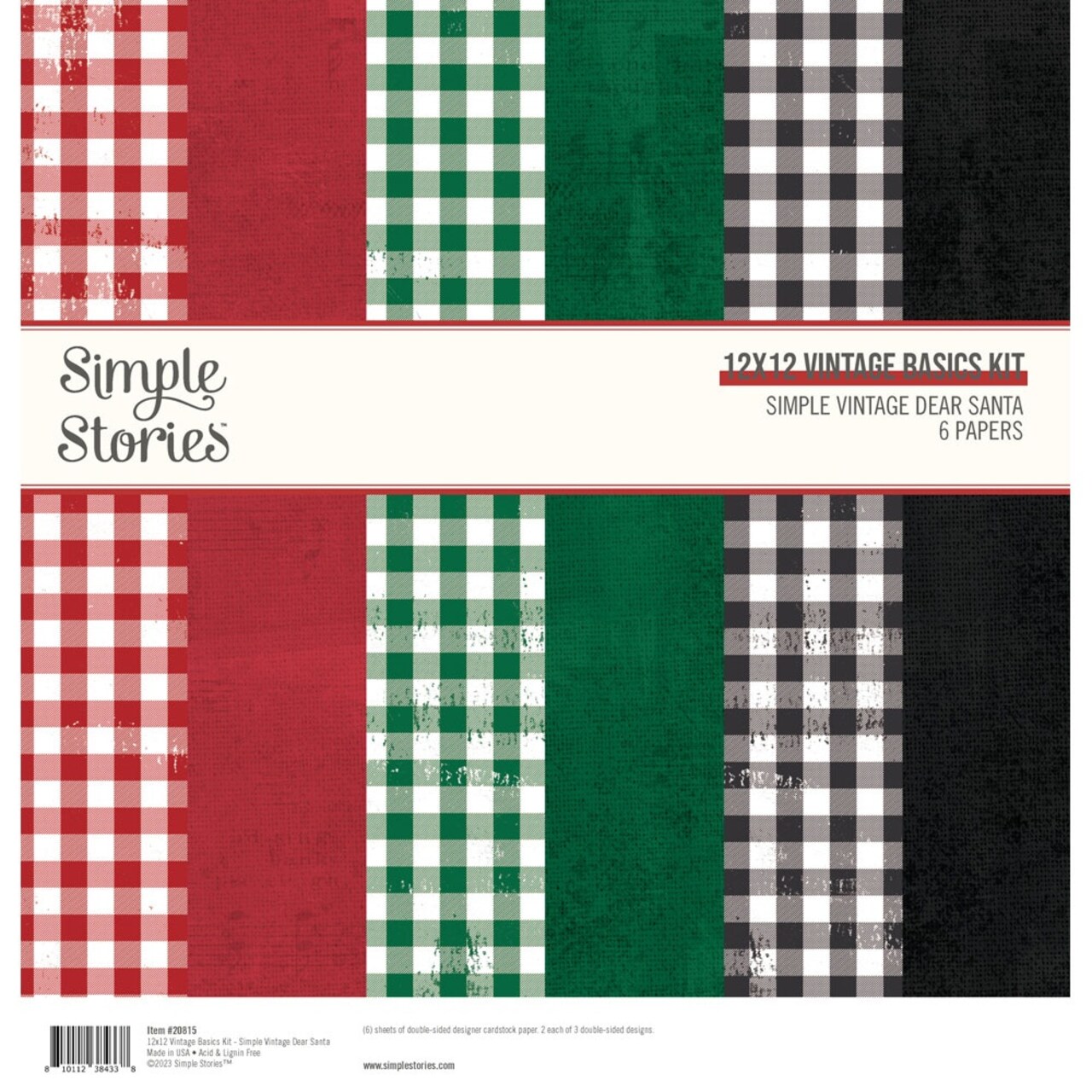 Simple Stories Basics Double-Sided Paper Pack 12&#x22;X12&#x22; 6/Pkg-Simple Vintage Dear Santa